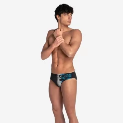 Bañador Slip Arena Hombre Negro Azul