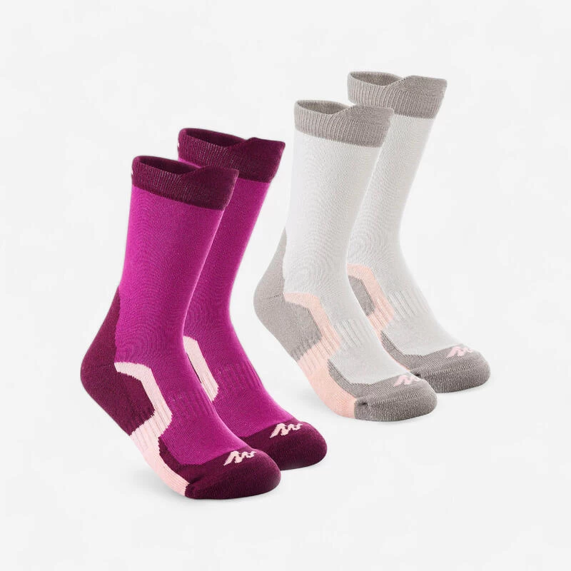 Calcetines Altos De Montaña Y Trekking 2 Pares Niños Quechua MH100 1 Calcetines Altos De Montaña Y Trekking 2 Pares Niños Quechua MH100