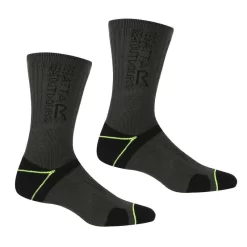 Regatta Calcetines Blister Protection II Para Hombre Pack De 2 Negro, Lima Eléctrico
