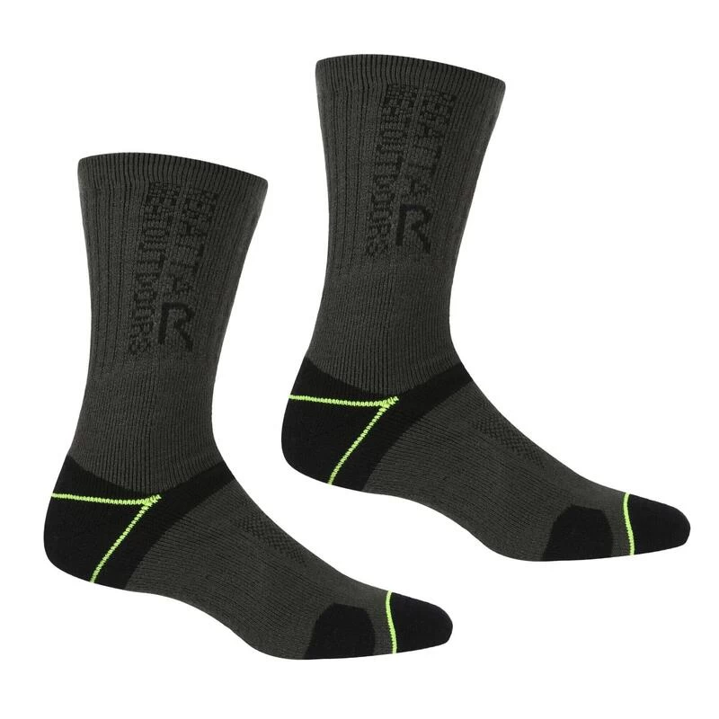 Regatta Calcetines Blister Protection II Para Hombre Pack De 2 Negro, Lima Eléctrico 1 Regatta Calcetines Blister Protection II Para Hombre Pack De 2 Negro, Lima Eléctrico
