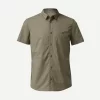 CAMISA DE TREKKING VIAJE TRAVEL 100 MANGAS CORTAS MARRÓN HOMBRE