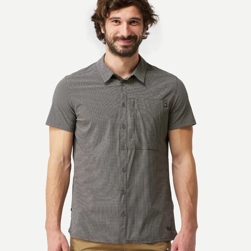 CAMISA DE TREKKING VIAJE TRAVEL 500 STRETCH MANGAS CORTAS GRIS HOMBRE 3 CAMISA DE TREKKING VIAJE TRAVEL 500 STRETCH MANGAS CORTAS GRIS HOMBRE - Imagen 3