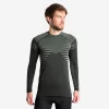 CAMISETA SIN COSTURAS CONFORT MANGA LARGA TRAIL RUNNING HOMBRE NEGRO CAQUI