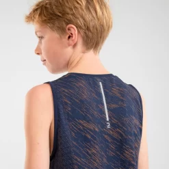 Camiseta Sin Mangas Running Sin Costuras Niños - KIPRUN CARE Marino Naranja -Equipo Deportivo camiseta sin mangas running sin costuras nios kiprun care marino naranja 4