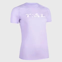 CAMISETA TRAIL RUNNING MUJER LILA ESTAMPADO MANGA CORTA