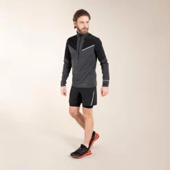 Camiseta Trail Running Softshell Manga Larga Hombre Negro Gris -Equipo Deportivo camiseta trail running softshell manga larga hombre negro gris 3