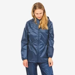 Chubasquero Impermeable De Montaña Y Trekking Mujer Quechua Raincut Azul -Equipo Deportivo chubasquero impermeable de montaa y trekking mujer quechua raincut