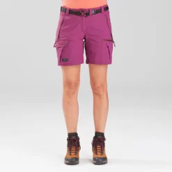 Pantalón Corto De Montaña Y Trekking Mujer Forclaz Trek500 Violeta