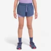 Pantalón Corto Mallas Running Transpirable Niña - KIPRUN DRY+ 2 En 1 Tejano Y Malva